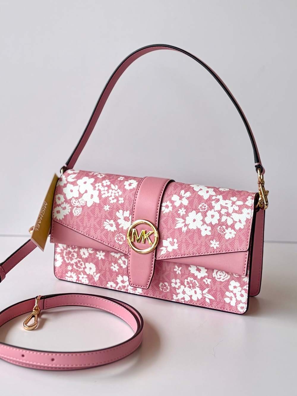 MICHAEL KORS Greenwich Medium Signature Logo Convertible Shoulder Bag Crossbody